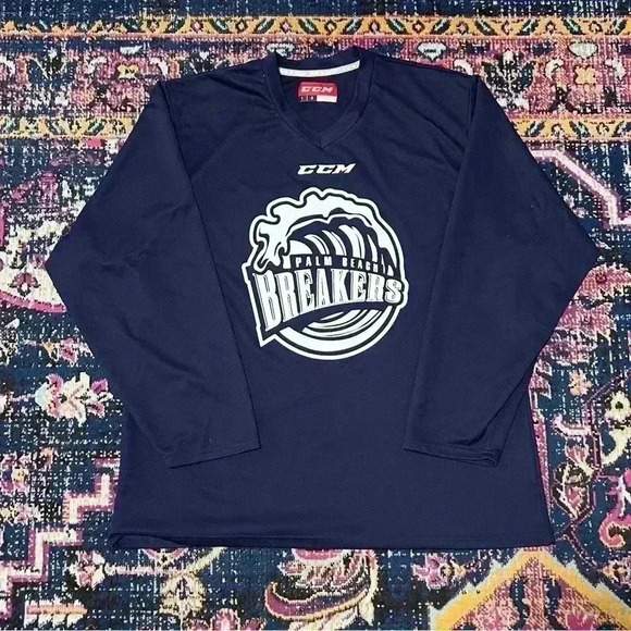 PALM BEACH BREAKERS GAME JERSEY NAVY CCM Size Large #15 - Picture 1 of 2